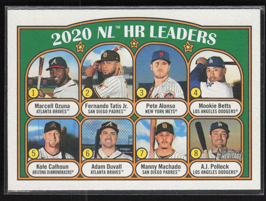2021 Topps Heritage #89 2020 NL HR Leaders (Tatis / Alonso / Betts)