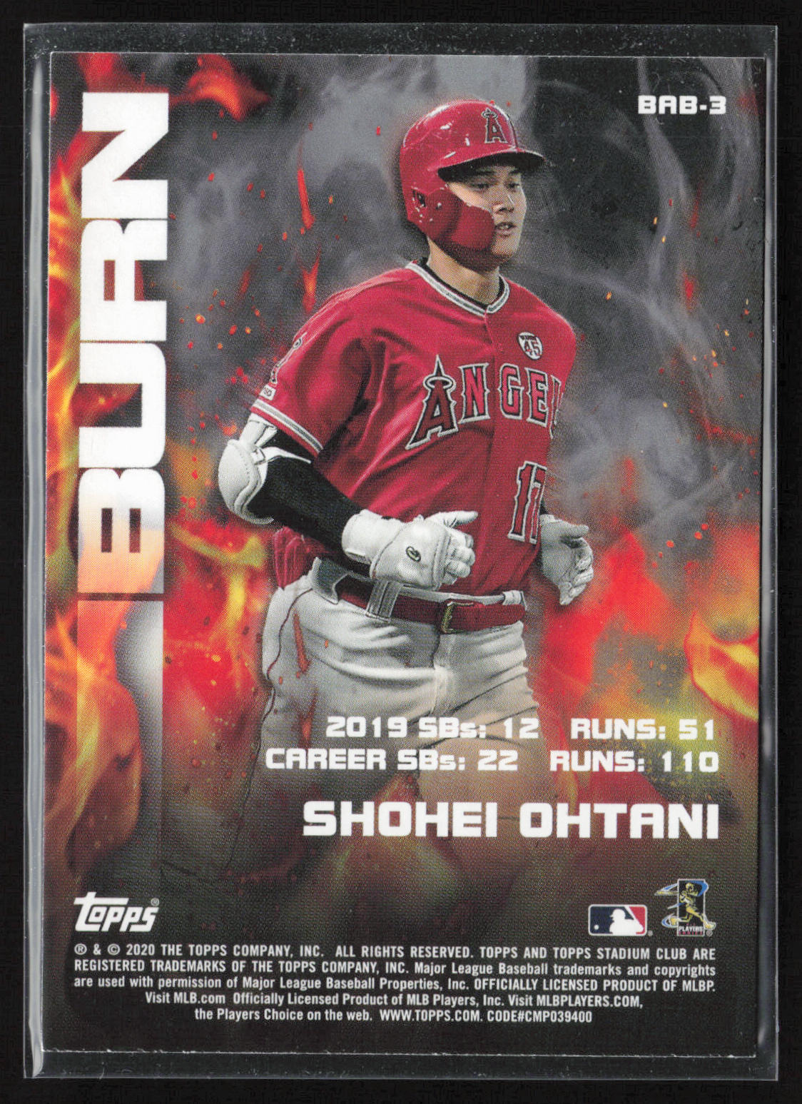 2020 Stadium Club #BAB-3 Shohei Ohtani Bash & Burn
