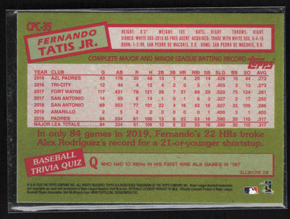 2020 Topps Update #CPC-35 Fernando Tatis Jr. 1985 Topps Chrome Silver Pack