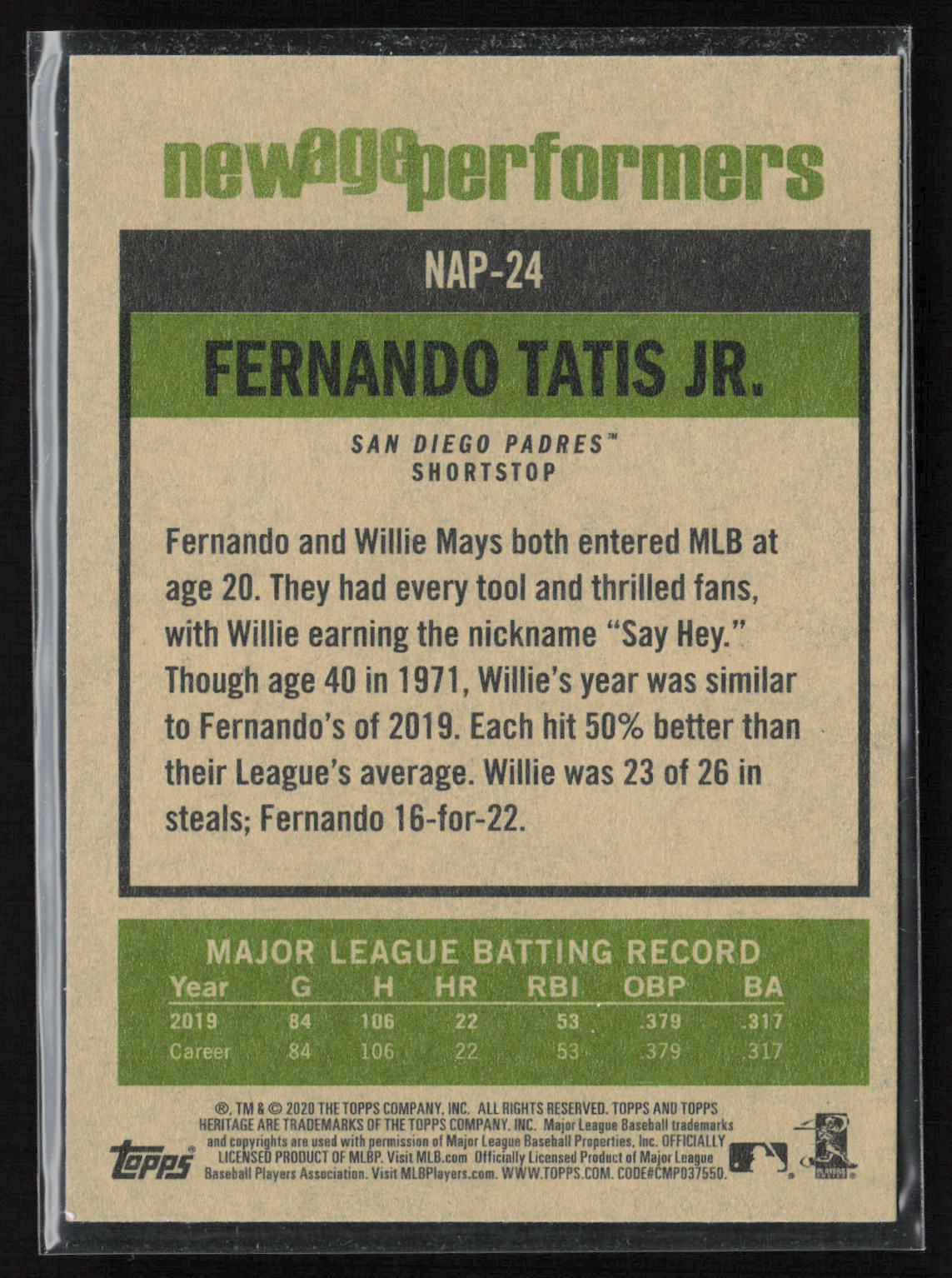 2020 Topps Heritage #NAP-24 Fernando Tatis Jr. New Age Performers