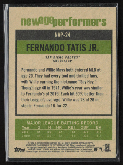 2020 Topps Heritage #NAP-24 Fernando Tatis Jr. New Age Performers
