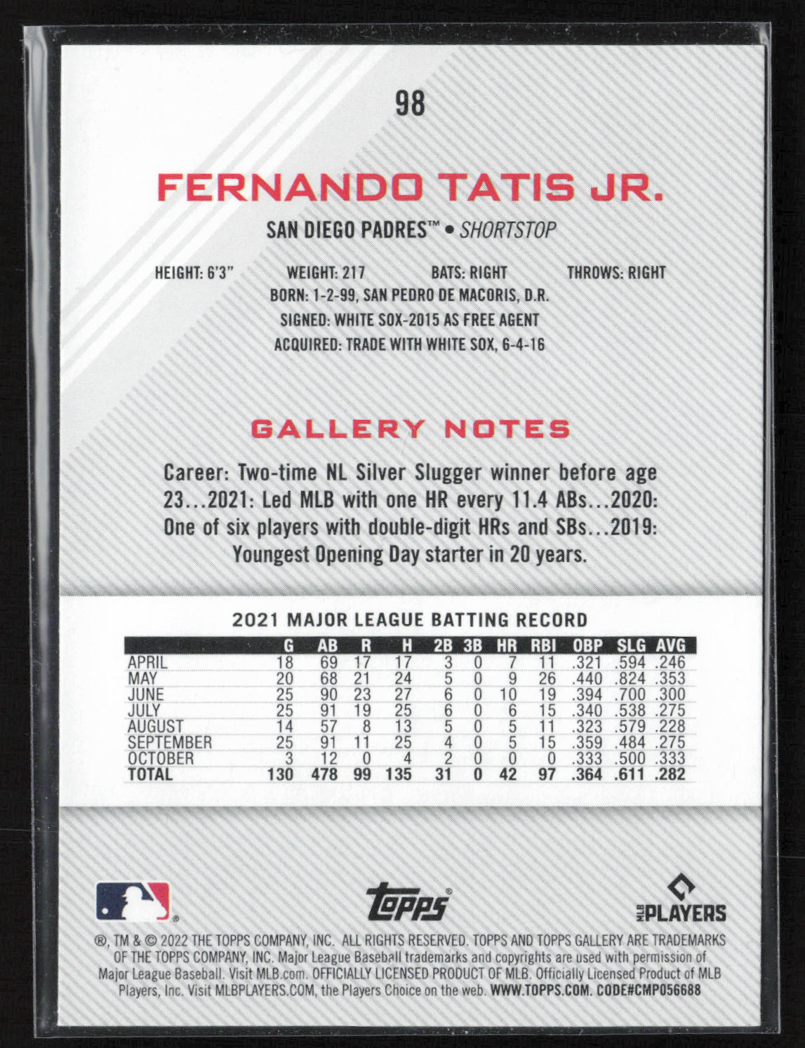 2022 Topps Gallery #98 Fernando Tatis Jr.