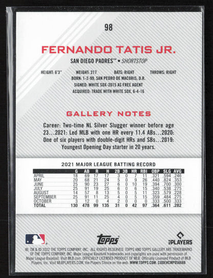 2022 Topps Gallery #98 Fernando Tatis Jr.
