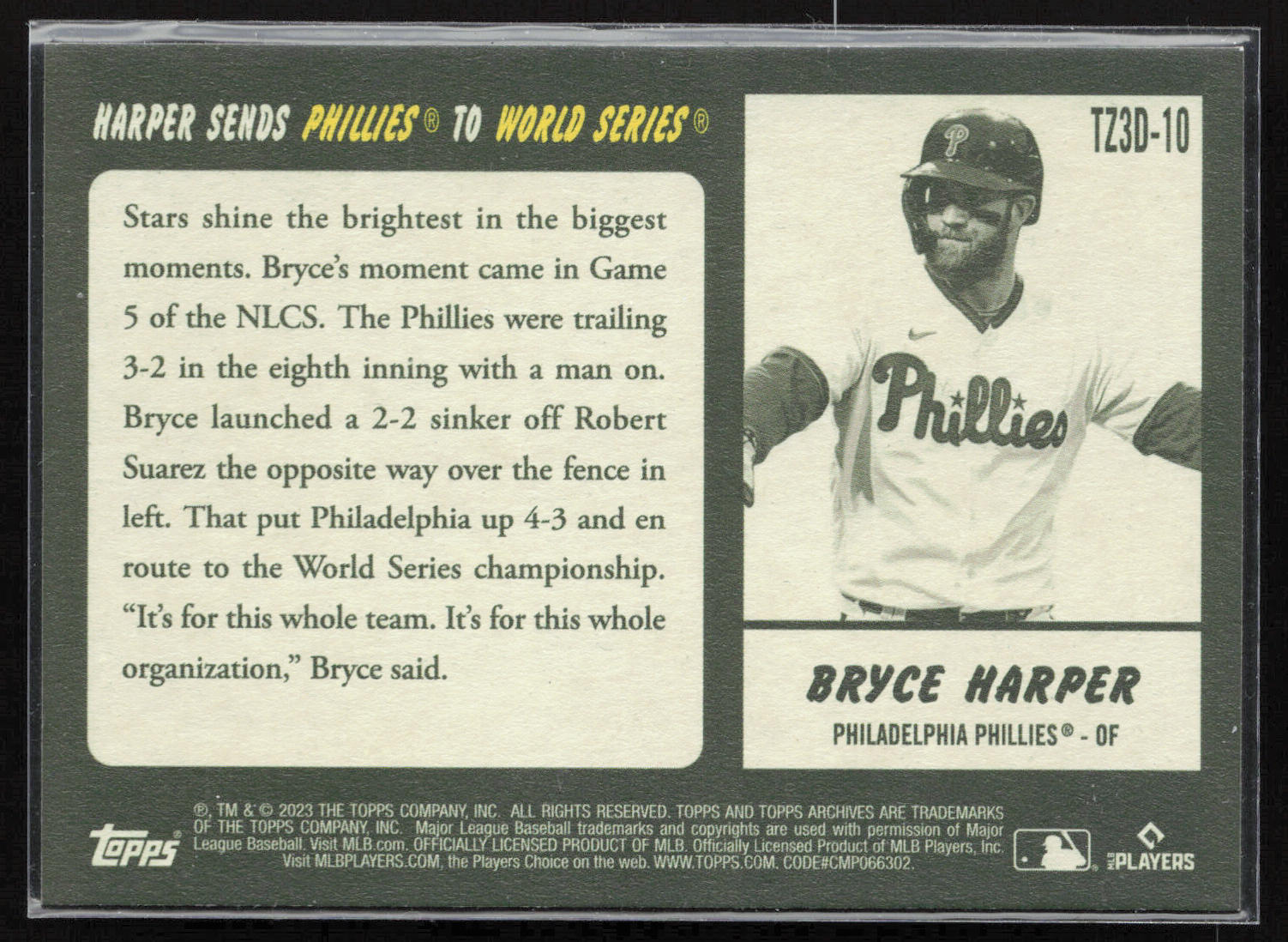 2023 Topps Archives #TZ3D-10 Bryce Harper 1954 Topps Tarzan 3D