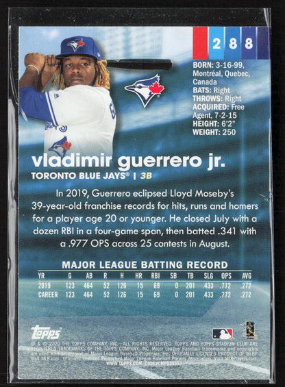2020 Stadium Club #288 Vladimir Guerrero Jr.