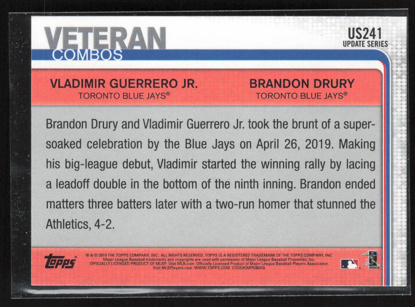 2019 Topps Update #US241 Soaring in the Six (Vladimir Guerrero Jr.) VC