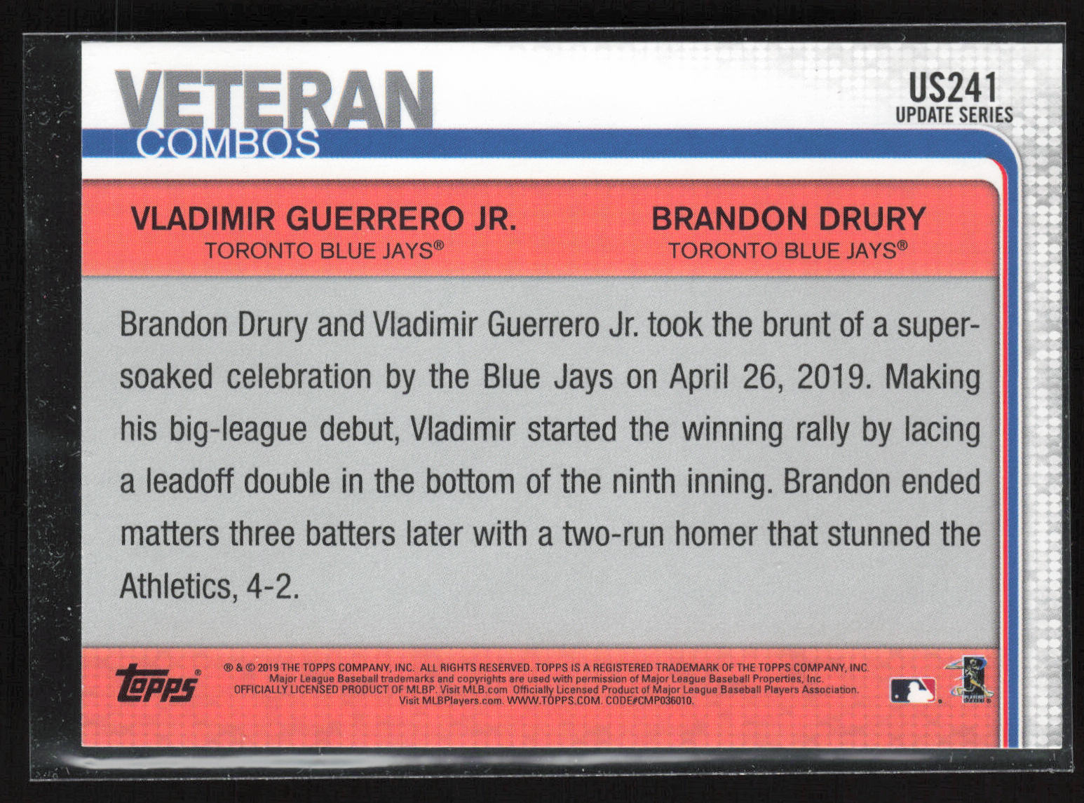 2019 Topps Update #US241 Soaring in the Six (Vladimir Guerrero Jr.) VC