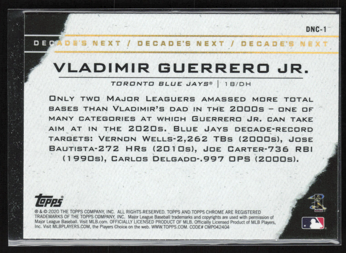 2020 Topps Chrome Update #DNC-1 Vladimir Guerrero Jr. Decade's Next