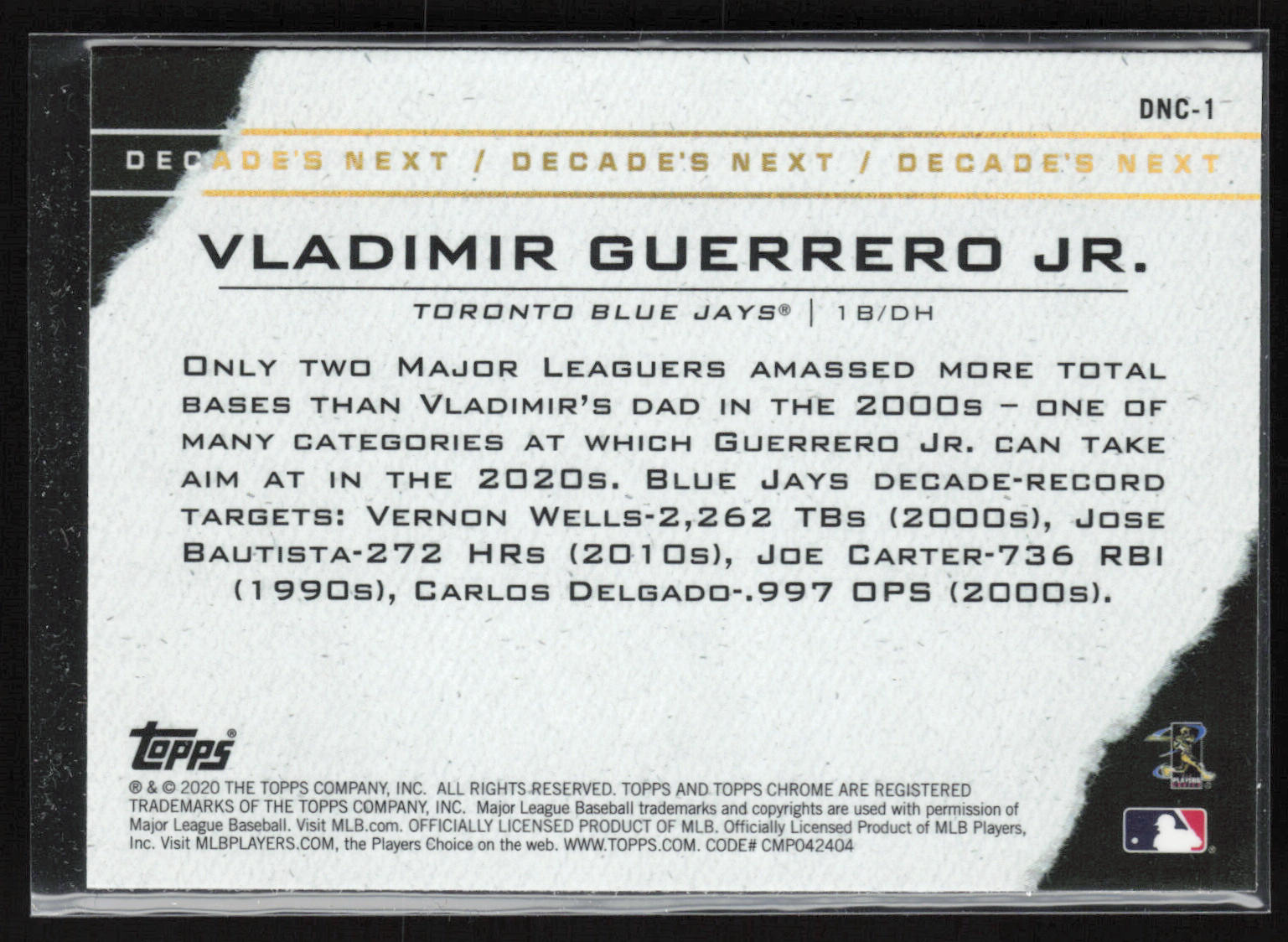 2020 Topps Chrome Update #DNC-1 Vladimir Guerrero Jr. Decade's Next