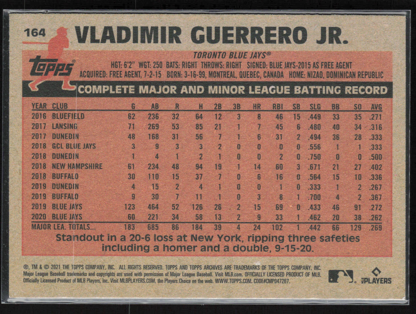 2021 Topps Archives #164 Vladimir Guerrero Jr.