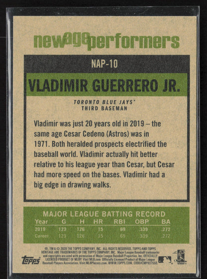 2020 Topps Heritage #NAP-10 Vladimir Guerrero Jr. New Age Performers