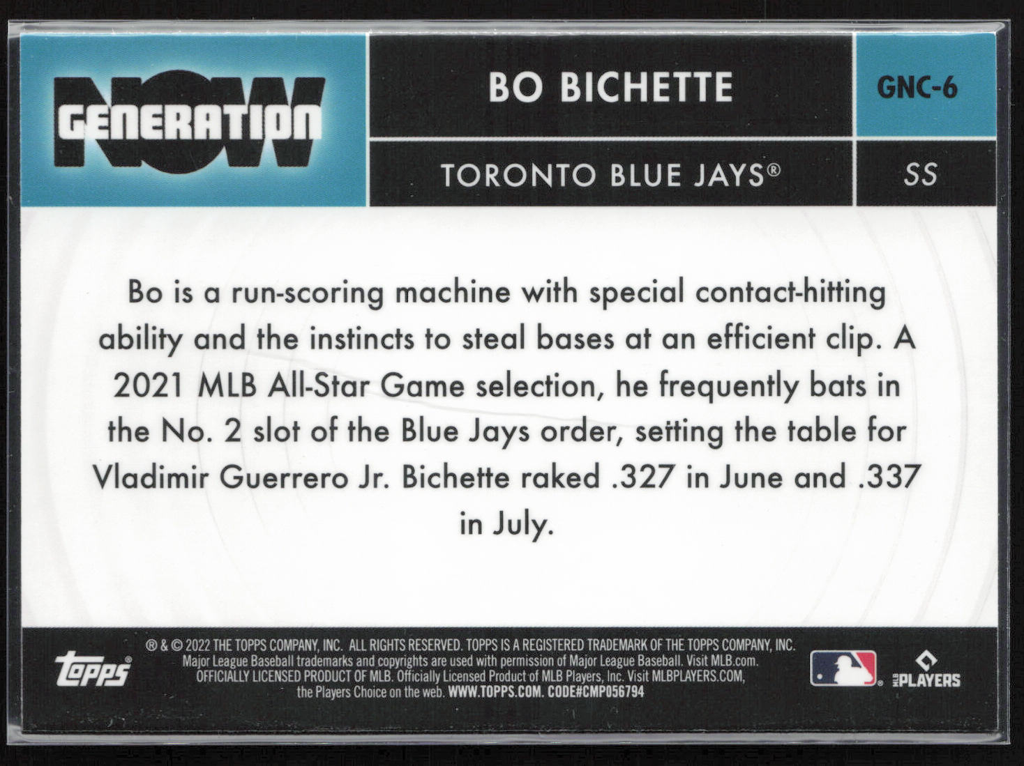 2022 Topps Chrome Update #GNC-6 Bo Bichette Generation Now Chrome