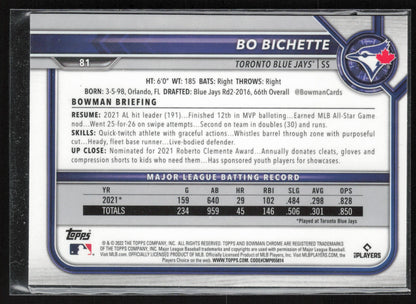 2022 Bowman Chrome #81 Bo Bichette