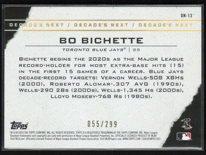2020 Topps #DN-13 Bo Bichette Decade's Next Black #15/299