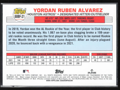 2022 Topps Archives #88BF-21 Yordan Alvarez 1988 Topps Big Foil