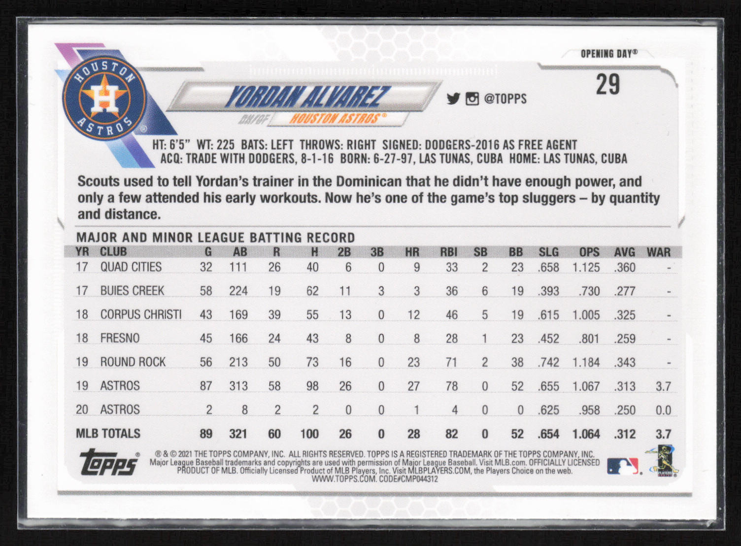 2021 Topps Opening Day #29 Yordan Alvarez
