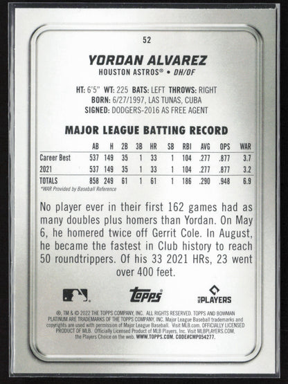 2022 Bowman Platinum #52 Yordan Alvarez