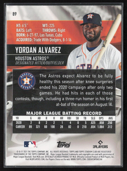 2021 Stadium Club #89 Yordan Alvarez