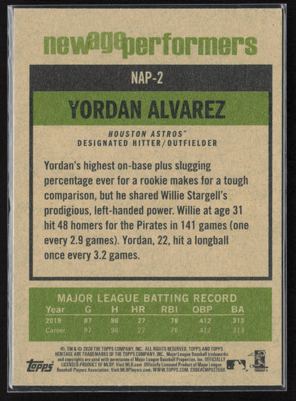 2020 Topps Heritage #NAP-2 Yordan Alvarez New Age Performers