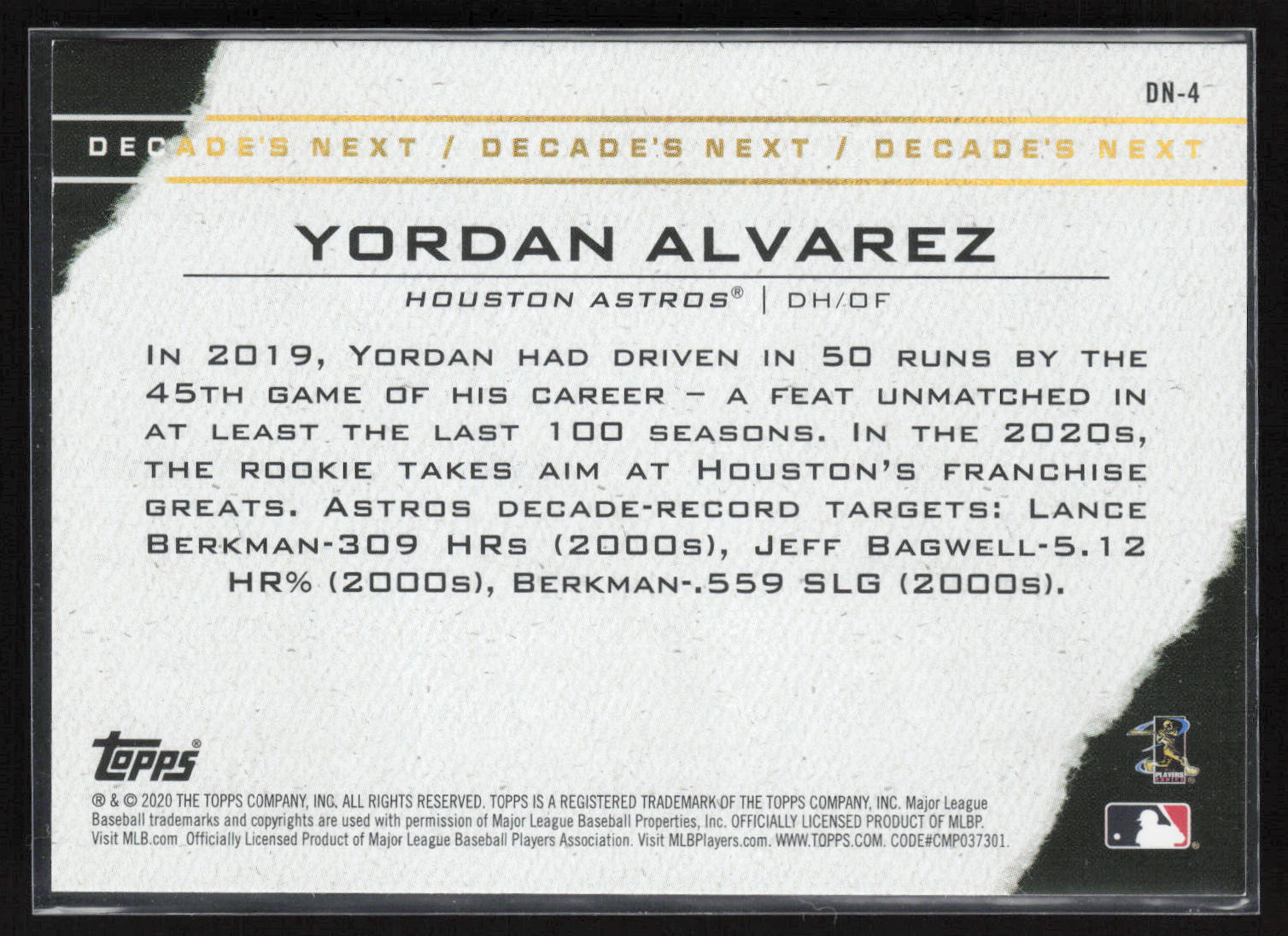 2020 Topps #DN-4 Yordan Alvarez Decade's Next