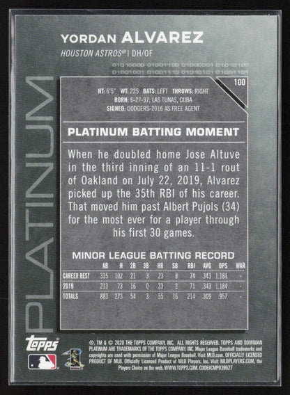 2020 Bowman Platinum #100 Yordan Alvarez