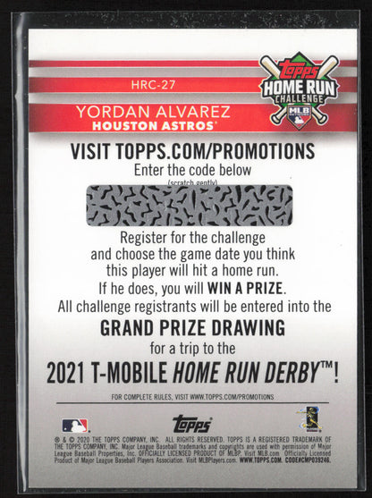 2020 Topps #HRC-27 Yordan Alvarez Home Run Challenge (Series Two)