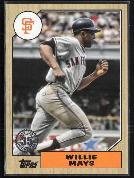 2022 Topps #T87-96 Willie Mays 1987 Topps Baseball 35th Anniversary (Series One)