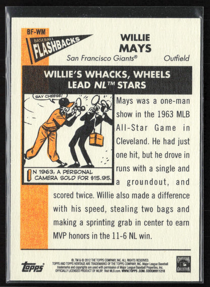 2012 Topps Heritage #BF-WM Willie Mays Baseball Flashbacks