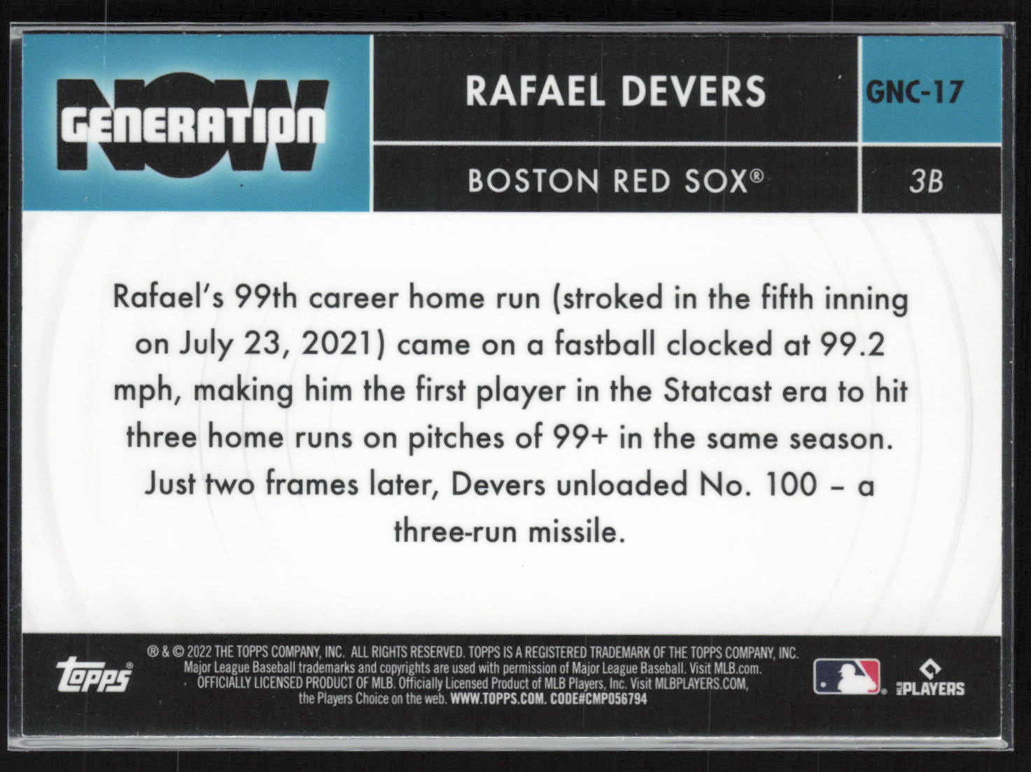 2022 Topps Chrome Update #GNC-17 Rafael Devers Generation Now Chrome