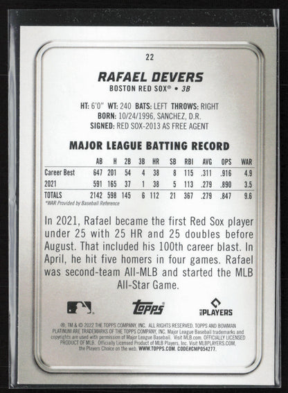 2022 Bowman Platinum #22 Rafael Devers