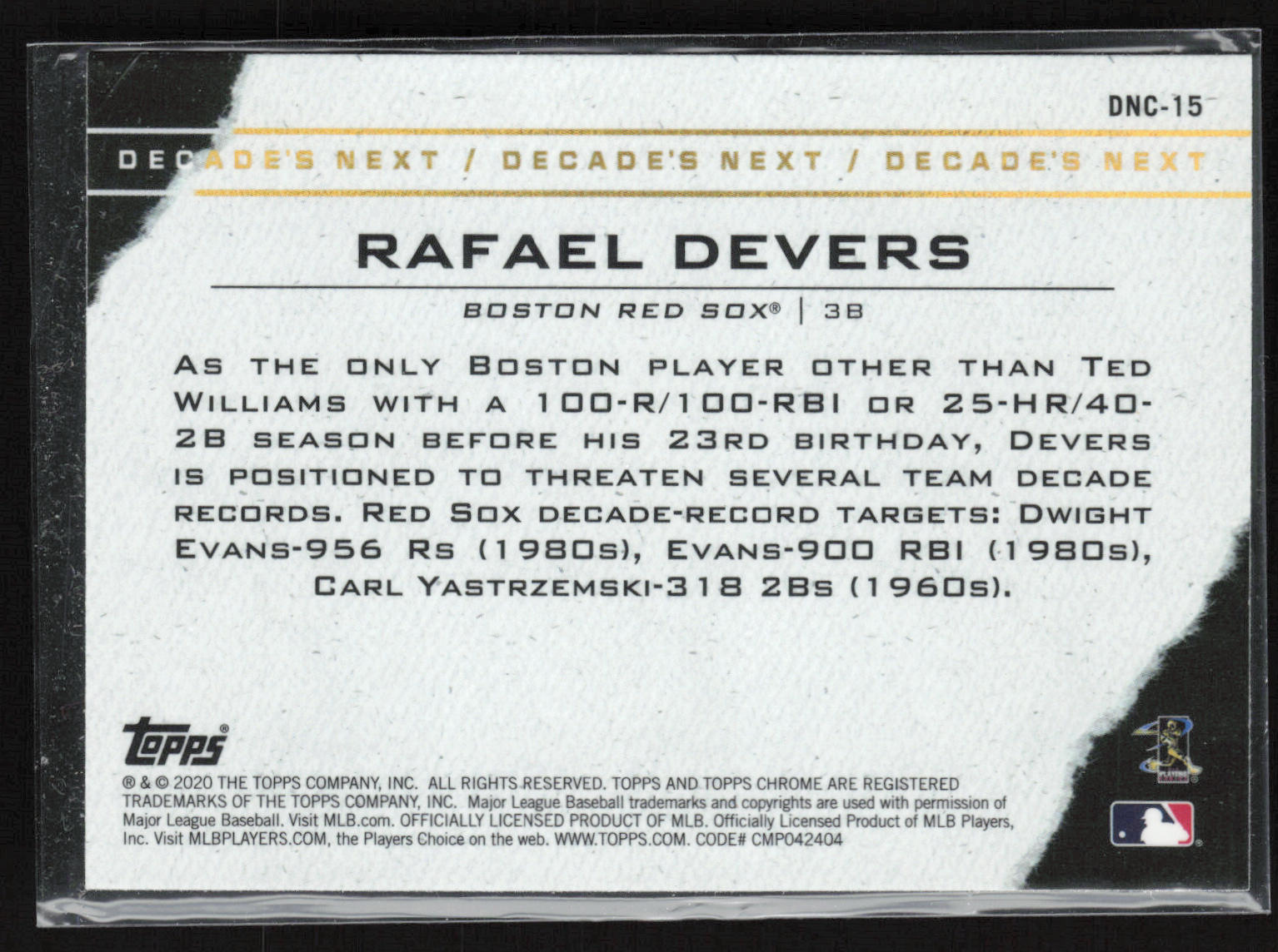 2020 Topps Chrome Update #DNC-15 Rafael Devers Decade's Next