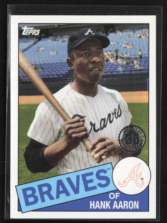 2020 Topps #85-9 Hank Aaron 1985 Topps Baseball 35th Anniversary (Series One)