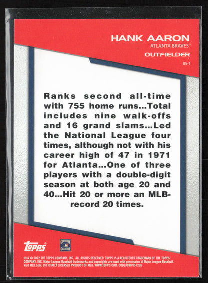 2022 Topps Opening Day #BS-1 Hank Aaron Bomb Squad