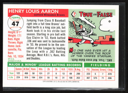 2000 Topps #2 Hank Aaron Hank Aaron