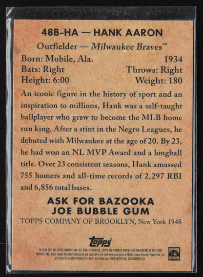 2017 Bowman #48B-HA Hank Aaron 1948 Bowman Chrome