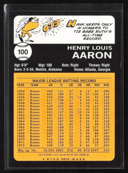 2000 Topps #20 Hank Aaron