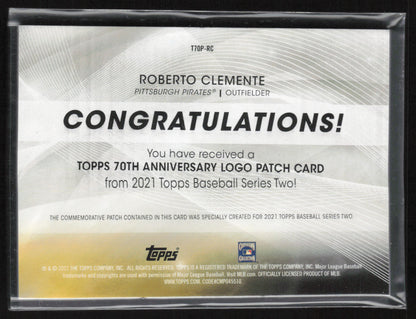 2021 Topps #T70P-RC Roberto Clemente 70th Anniversary Logo Patch (Series 2)