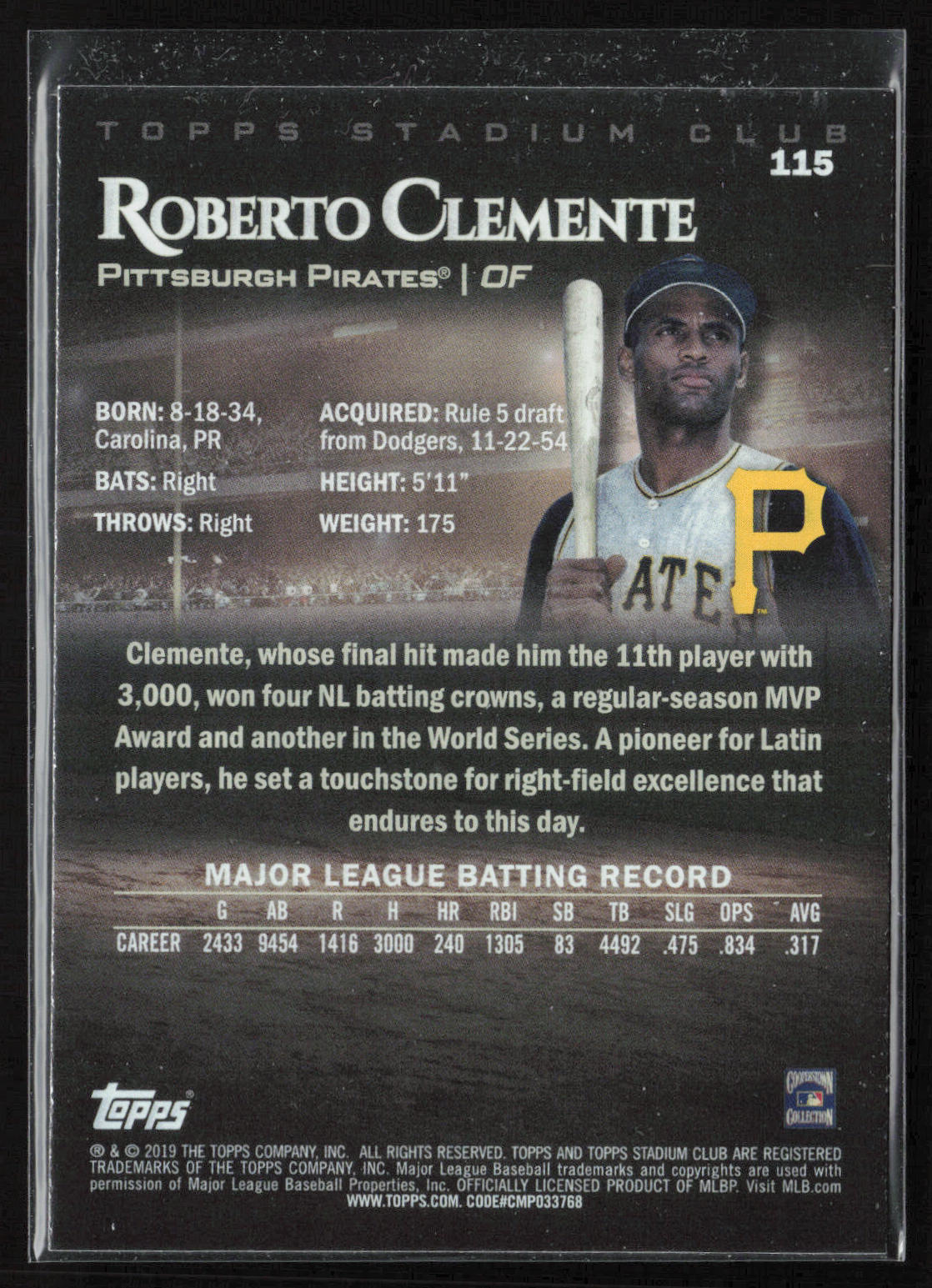 2019 Stadium Club #115 Roberto Clemente