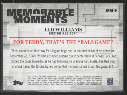 2017 Topps #MM-9 Ted Williams Memorable Moments