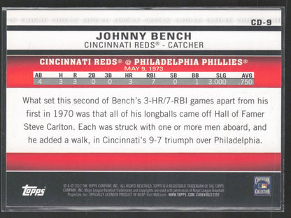 2012 Topps #CD-9 Johnny Bench Career Day