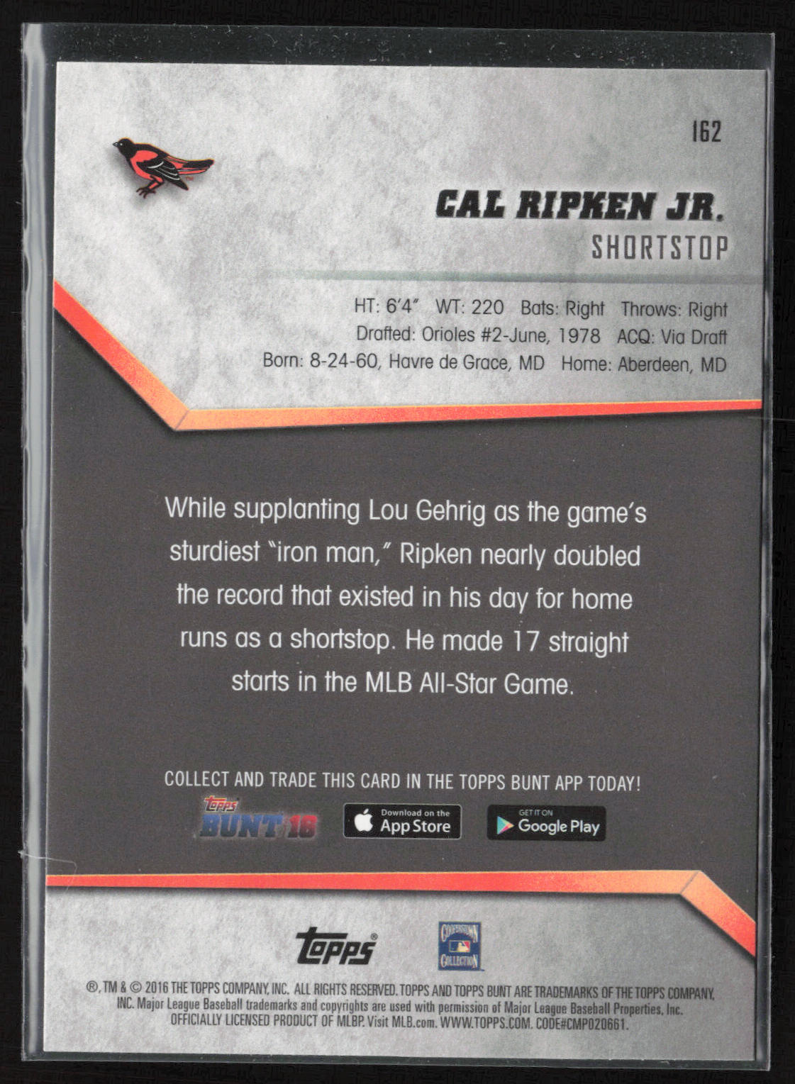 2016 Topps Bunt #162 Cal Ripken Jr.