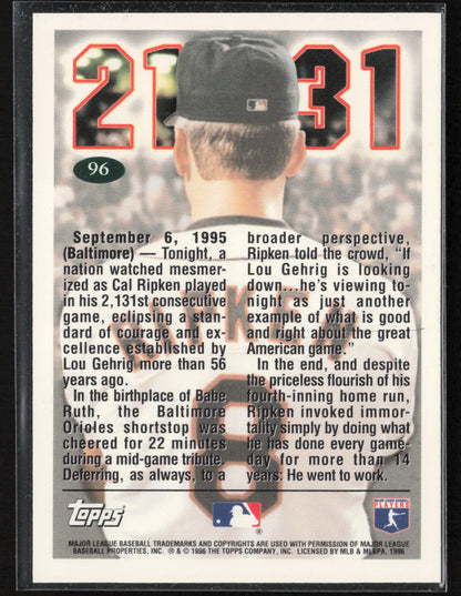 1996 Topps #96 Cal Ripken