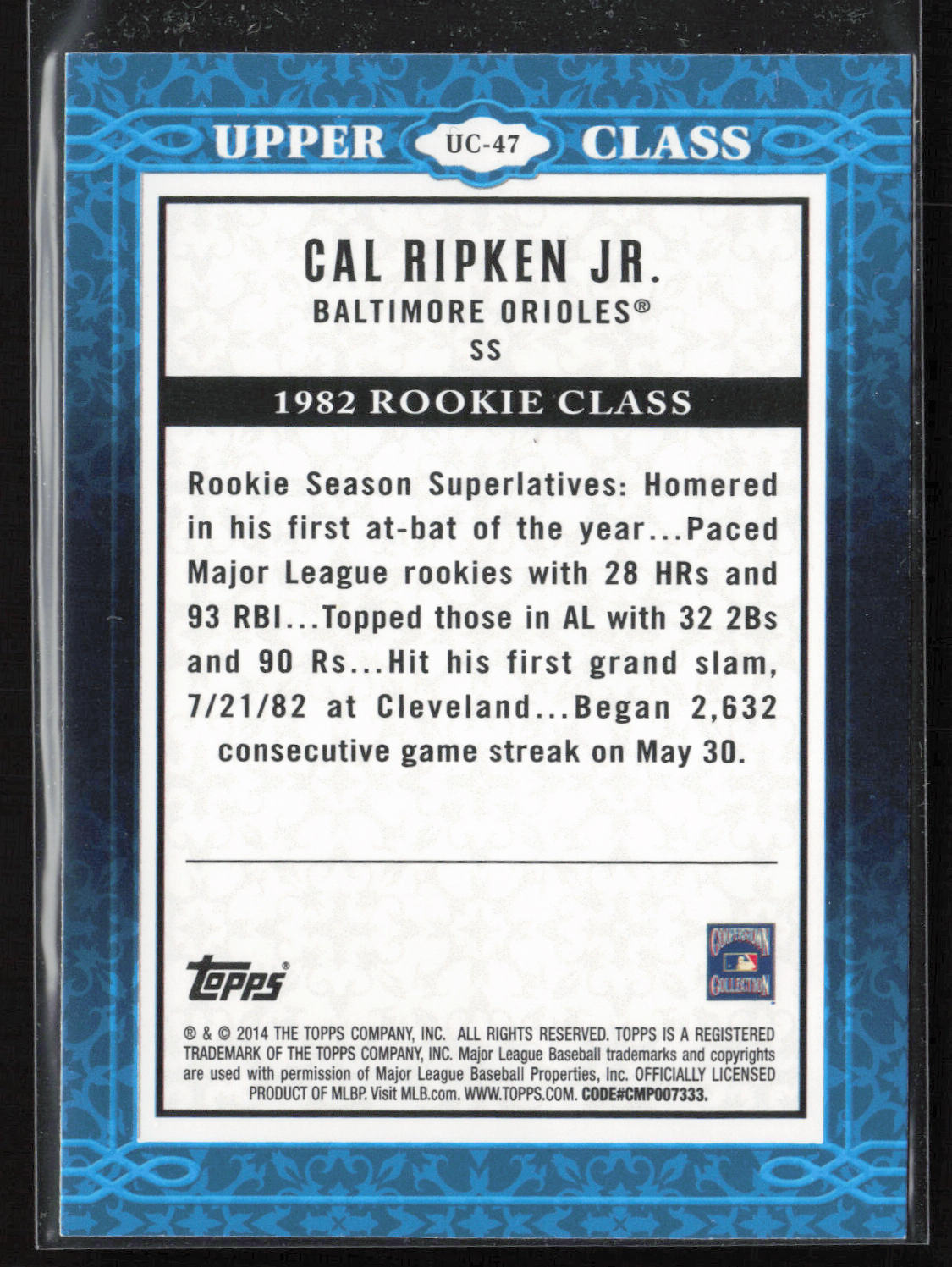 2014 Topps #UC-47 Cal Ripken Jr. Upper Class