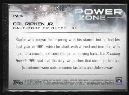 2019 Stadium Club #PZ-6 Cal Ripken Jr. Power Zone