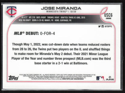 2022 Topps Chrome Update #USC6 Jose Miranda