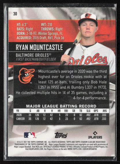 2021 Stadium Club Chrome #30 Ryan Mountcastle