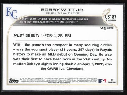 2022 Topps Update #US187 Bobby Witt Jr.