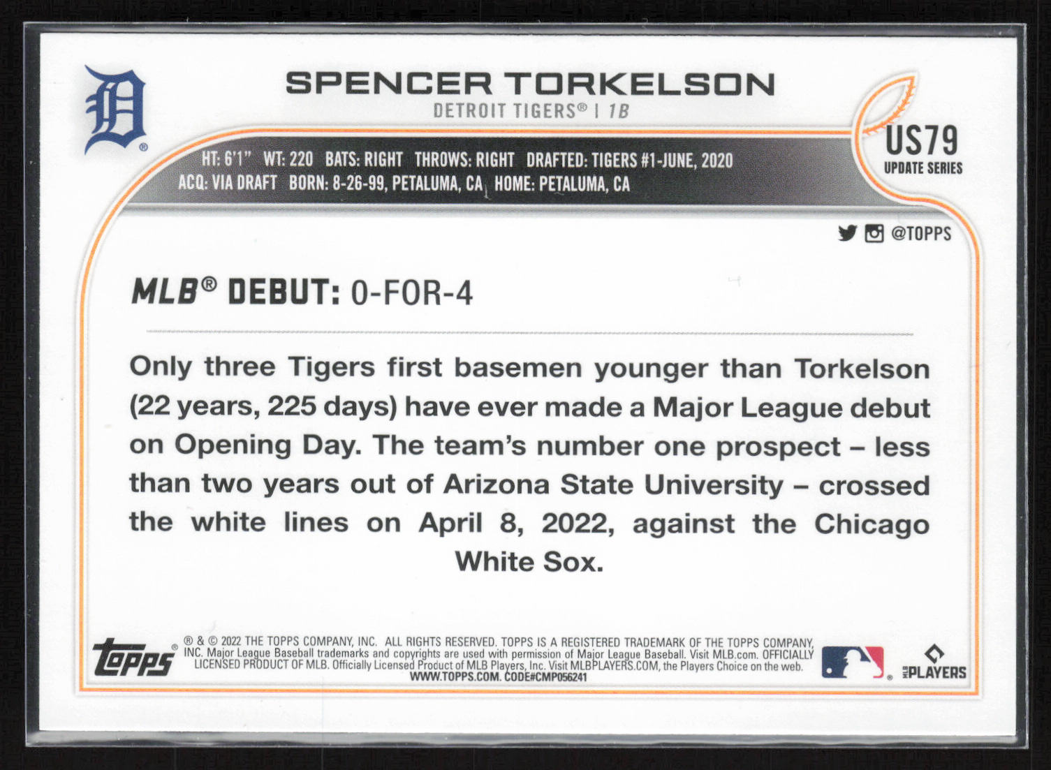2022 Topps Update #US79 Spencer Torkelson