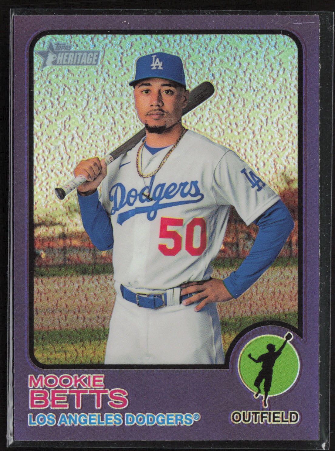 2022 Topps Heritage #386 Mookie Betts Chrome Purple Refractor