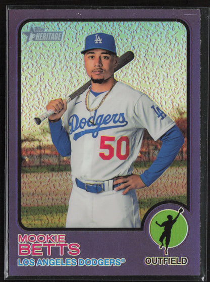 2022 Topps Heritage #386 Mookie Betts Chrome Purple Refractor